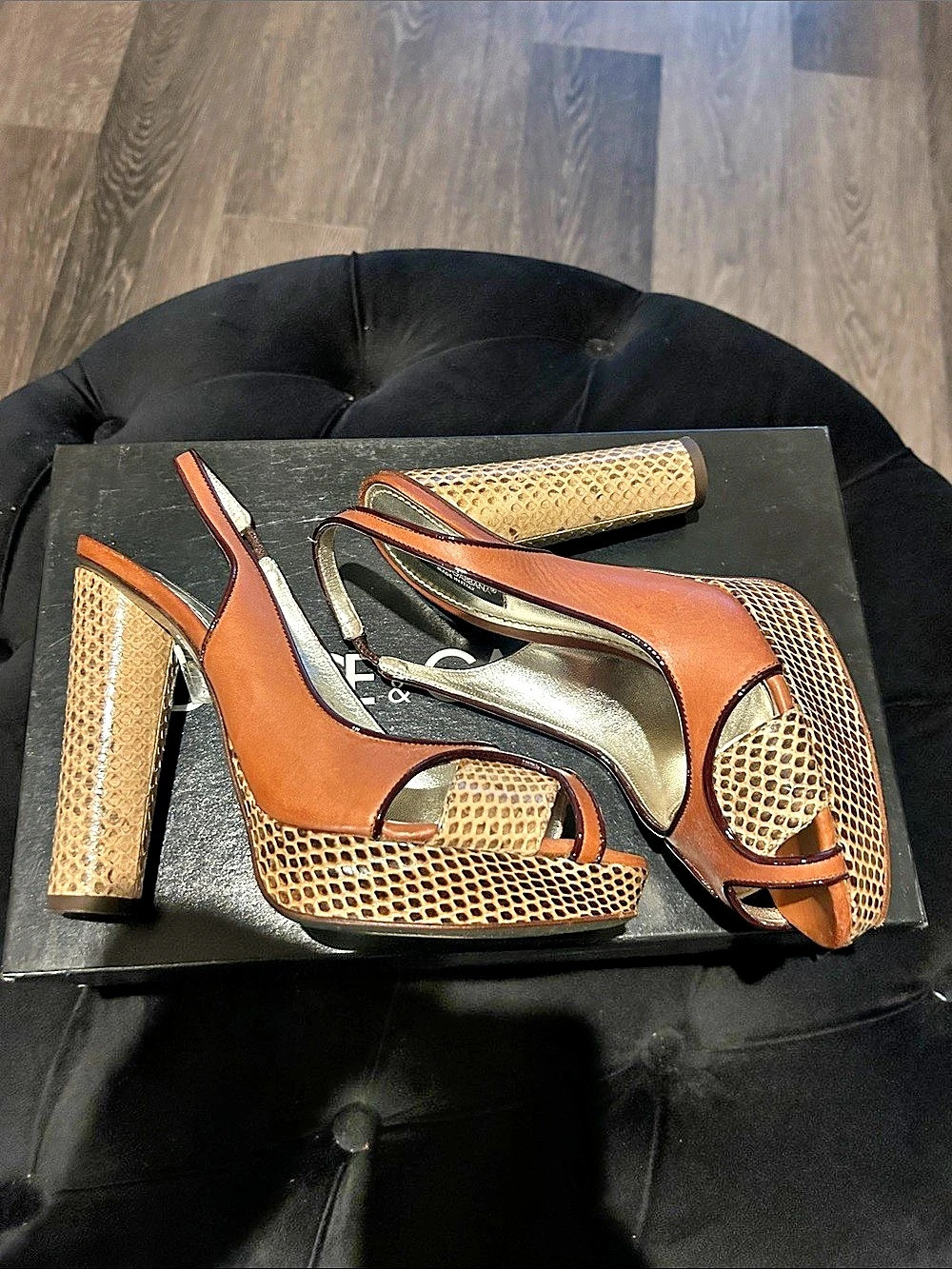 Dolce & Gabbana Platform slingback heels Brown & Gold US 8